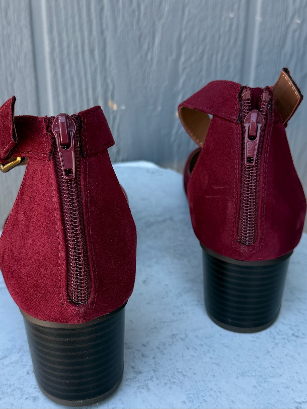 Style & Co Alinaa Burgundy Two-Piece Block Heel Dress Pumps - Picture 6 of 13
